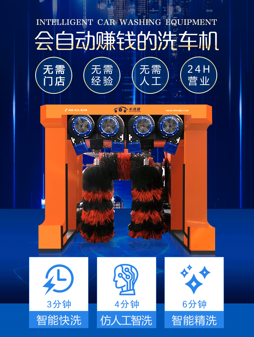 車洗捷智能24小時無人值守全自動龍門往復(fù)式洗車機